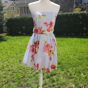 Alyn Paige Floral Striped Strapless Mini Dress 7/8